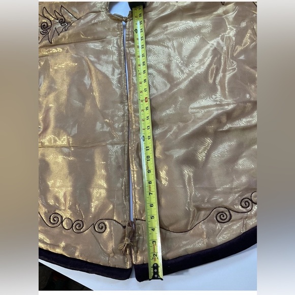 Santa’s Best Tree Skirt Gold Satin Purple Velvet Trim - Picture 15 of 16